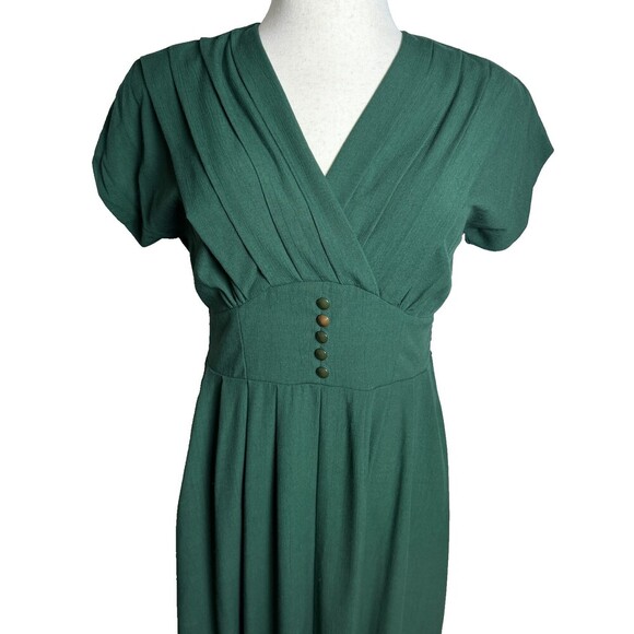 Sunshine Starshine by Halmode Dresses & Skirts - Vintage 90s Sunshine Starshine by Halmode Sz 10 Emerald Green Pleated Midi Dress